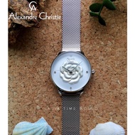 *Ready Stock*ORIGINAL Alexandre Christie 2723LHBSSSL Stainless Steel Mesh Bracelet 3D Flowers Design Ladies Watch