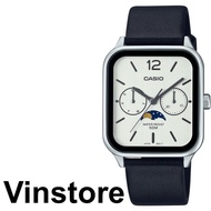 [Vinstore]  Casio MTP-M305 Moon Phase Black Leather Band White Dial Men Watch MTP-M305L-7AV MTP-M305