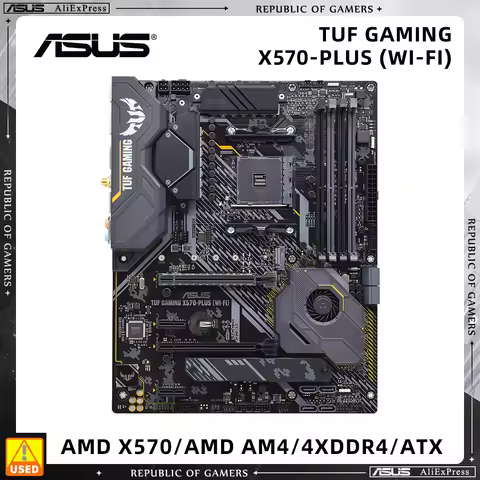 ASUS Motherboard, TUF GAMING X570-PLUS (WI-FI), X570 Chipset, AM4 Socket for Ryzen 5000 Series, 5700