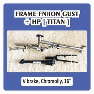 Frame Set And Handlepost Fnhon Gust V brake Titanium Titan 16inch