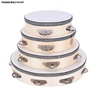 TRENDING21018Y Hand Held Drum, Wooden 4/6/8/10 Inch Tambourine Drum, Gift Percussion Musical Instrum