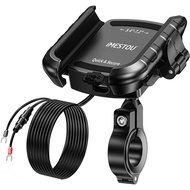 iMESTOU Aluminum Motorcycle USB Phone Mount Charger with USB C Fast Charge Port Compatible with 5.4"