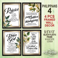 PHILIPPIANS 4:4-8 - 4pcs Wall Decor w/ frame (BIG 9.5 X 13 inches OR SMALL 9X9 inches) Bible Verse