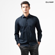 OLYMP  LUXOR Shirt เสื้อเชิ้ตชาย สีดำ ผ้าเท็กเจอร์ ทรงหลวม ใส่สบาย รีดง่าย AUTU23