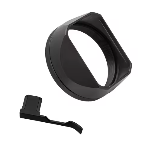 Square Metal Lens Shade Hot Shoe Cover Set for Fujifilm Fuji X100VI X100V Camera Lens Hood Thumb Up 