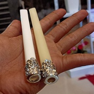 pipa rokok tulang sapi bulat ring alpaka mulus