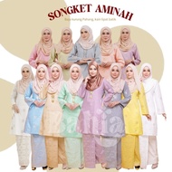 Baju Kurung 2024 Viral Songket Tenun Cotton Pahang | Aminah [Pastel]
