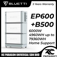 BLUETTI Solar Power Station EP600 & B500 Expansion Battery, 4096Wh LiFePO4 Battery Backup
