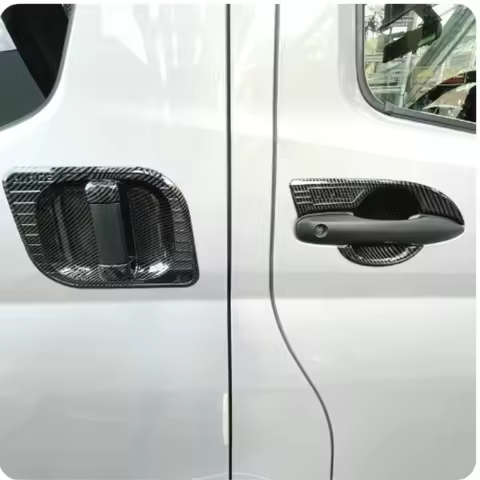Abs Carbon Fiber Chrome Door Handle Molding Trim Cover For Toyota HIACE 2019-2023 300 Series