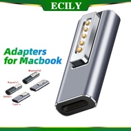 ECILY Type C อะแดปเตอร์ PD ยูเอสบีแม่เหล็กสำหรับ Apple Magsafe1 Magsafe 2 MacBook Air /Pro USB C Female ปลั๊กแปลงแม่เหล็กชาร์จเร็ว