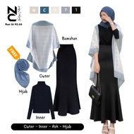 One Set Women's Outfit Bukber Scarf, Inner, Skirt Pants/, FREE Hijab Outfit Stylish NC0071