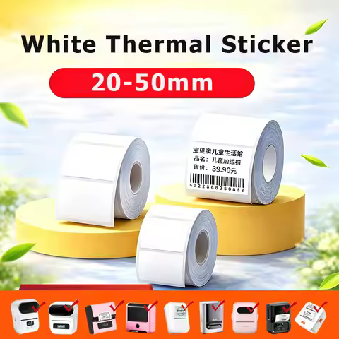 Munbyn/Nelko WHITE Label Sticker Thermal Paper for Phomemo M110 M220 M200 E210 P50 PM220 DETONG P1 W