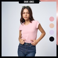 DAVIE JONES WOMEN Women's T-Shirt Basic R-Neck BA0016 Pink Nude Purple Black