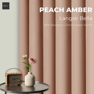 Langsir Bella 95% Blackout Matte Warna Peach Amber UV Protect Curtain Siap Jahit Hook / Ring