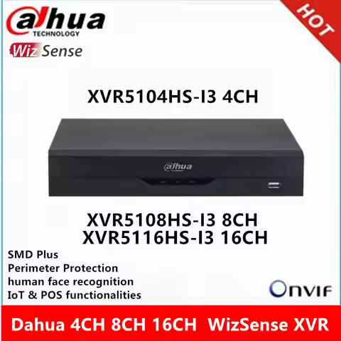 Dahua XVR5104HS-I3/T 4CH&XVR5108HS-I3/T8CH &XVR5116HS-I3/T 16CH WizSense XVR Recorder max support 6M