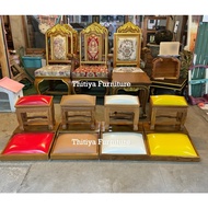 Buddha Table 9 Inches Wide Real Teak Wood With Coating Seat Cushion Support Available In 4 Colors