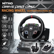 NiTHO DRIVE PRO® One Gaming Racing Wheel Car Sim 270 Degree Race Steering Wheel with Pedals and Shifter Bundle for PC PS4 PS3 Xbox One Xbox Series Nintendo Switch