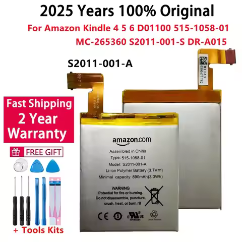 100% Original 890mAh Battery For Amazon Kindle 4 5 6 D01100 515-1058-01 MC-265360 S2011-001-S DR-A01