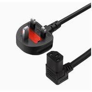 Power Cord 3Pin UK Plug to IEC C13 L-Shape (Down Angle) Full Copper Power Cable Ready Stock