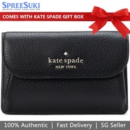 Kate Spade Card case In Gift Box Small Wallet Dumpling Pebbled Leather Black # KA574