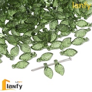 LANFY Green Transparent Leaf Shape Beads, Leaf Shape Transparent Green Acrylic Leaf Beads, Green Tra