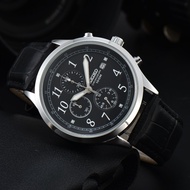 Seiko SEIKO Waterproof Quartz Movement Leather Strap Japanese Korean Watch Men's Watch Black Dial