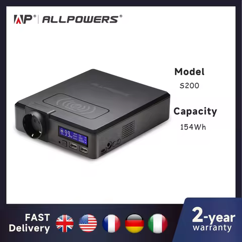 ALLPOWERS 200W Solar Powerbank 154Wh 41600mAh External Battery Charger Powerstation Portable Generat