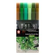 Koi 6-Color Brush Pen Set Nature Sakura XBR-6D Color Tone