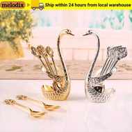 MELODIX Swan Base Stand Spoons, Stirring Mixing with 6 Spoons Swan Spoons, Creative Elegant Table De