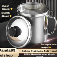 (S男5A- ) Oil Pot Stainless Steel Oil Filter Container 1.3L Panda99 viraal
