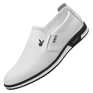 TOP☆WNR516 Playboy leather shoes men's genuine leather men's leather shoes 2021 Spring Breathable leisure slip on British white leather shoes