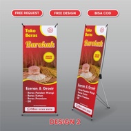 Banner Beras Paket Stand Y Banner / Spanduk Toko Beras / Spanduk