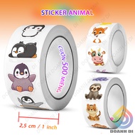 Roll of 500 ANIMAL Stickers, Cartoon Stickers, Bookmark Stickers, ANIMAL STICKERS