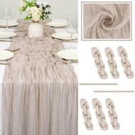1/6/8/10 Pcs, Cheesecloth Table Runner 10 Feet (Approx. 3M) Rose Brown Table Cloth Suitable For Tabl