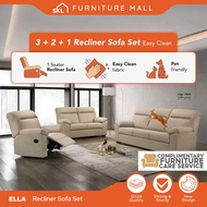 🔥RM1899 FULLSET 1R+2S+3S🔥 SKL Furniture EASY CLEAN Ella 1R+2+3 Fabric Recliner Sofa Set / Velvet Fab