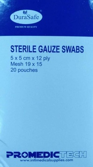 DURASAFE STERILE GAUZE 5CM X 5CM X 12PLY 20POUCHES/BOX