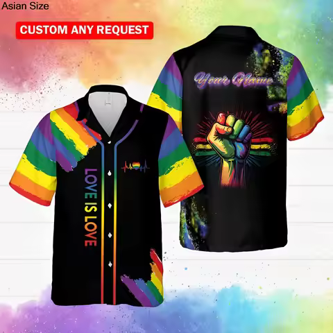 LGBT Be Proud Rainbow Hawaiian Shirt, Love Wins Hawaii Shirt, Pride Button Up Shirt, LGBT Pride Mont