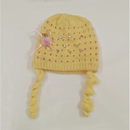 👌24RH发货👌Little Girl Woolen Cap 2 Braids