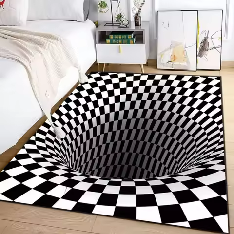 3D Vortex Illusion Carpet Rug for Living Room Decor Bedroom Area Floor Mat Abstract Geometric Optica