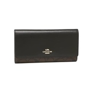 [Coach] Outlet Long Wallet Signature Brown Black Women's C5966 IMAA8