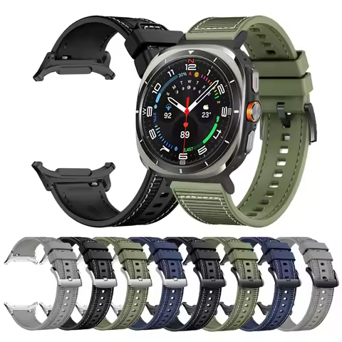 Nylon+Rubber Strap for For Samsung Galaxy Watch Ultra Band Watch 7 Ultra 47mm Composite Bracelet Rep