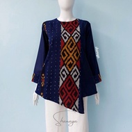 Shanaya Baju Batik Wanita Blus Marun Navy Tenun Belakang Toyobo Batik Kerja Batik Kuliah Resmi Kasua