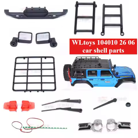 RC Body Shell & Light Kit For WLtoys 104010 26 06 Wrangler Naked & Finished Body High Simulation RC 