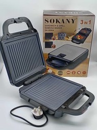 sokany new design 3 in 1  samosa , grill ,  sandwich   maker machine 1400W

Product size 39*29*19 cm