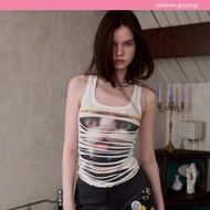 1JINN STUDIO Cat Print Double Layer Sleeveless Top ‍