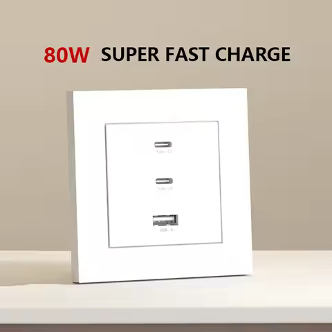 80W Universal Smart 65W Super Quick Charge 3port USB Wall Socket, Type c Quick Charge Adapter outlet