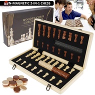 56Pcs Chess and Checkers Set Chess Game Set Wooden 2-in-1 Board Game Handmade Chess Board Game SHOPSKC7353