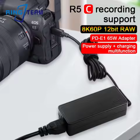 65W PD TYPE-C USB-C AC Power Adapter PD-E1 for Canon EOS R6 R5 R5C RP G5 X Mark II G7 X Mark III for