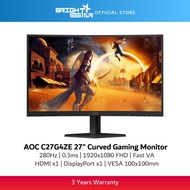 AOC C27G4ZE 27" 280Hz Curved Gaming Monitor - Fast VA/FHD/DP/HDMI/VESA