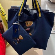 【促銷】樂天新款包包polo印花穿藏青色毛衣牛仔褲熊帆布包購物袋子母包男